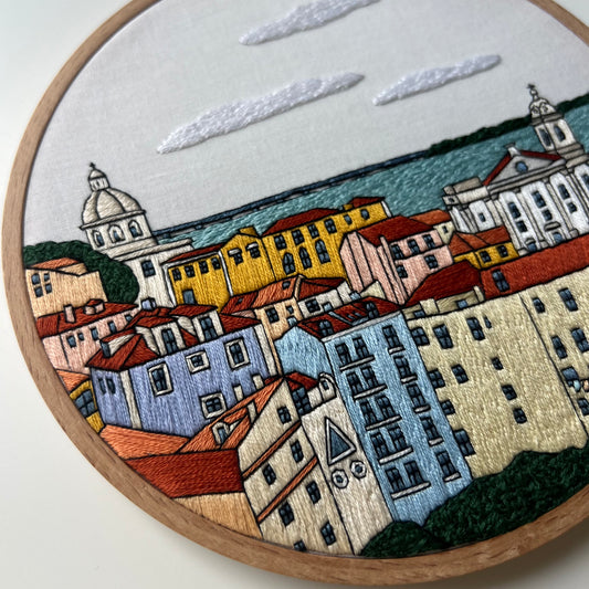 Lisbon, Portugal, Skyline - Hand Embroidery Pattern (PDF)
