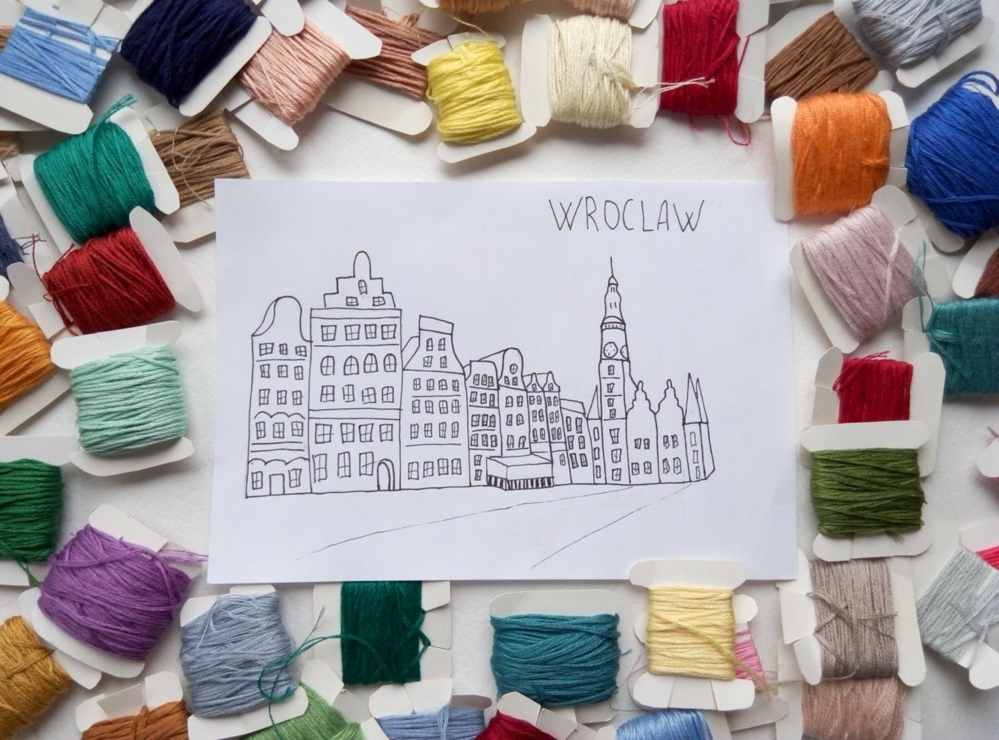 Wroclaw, Poland, Cityscape - Hand Embroidery Pattern (PDF)