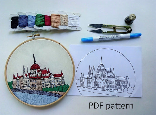 Budapest, Hungary, Architecture - Hand Embroidery Pattern (PDF)