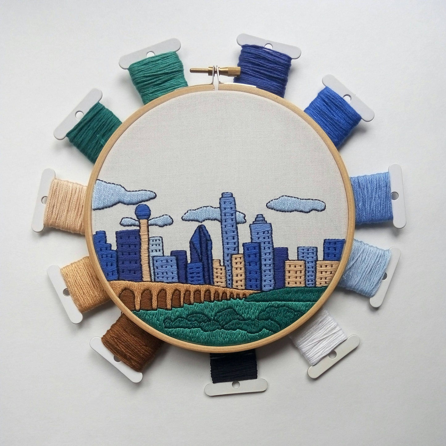 Dallas, TX, Cityscape - Hand Embroidery Pattern (PDF)