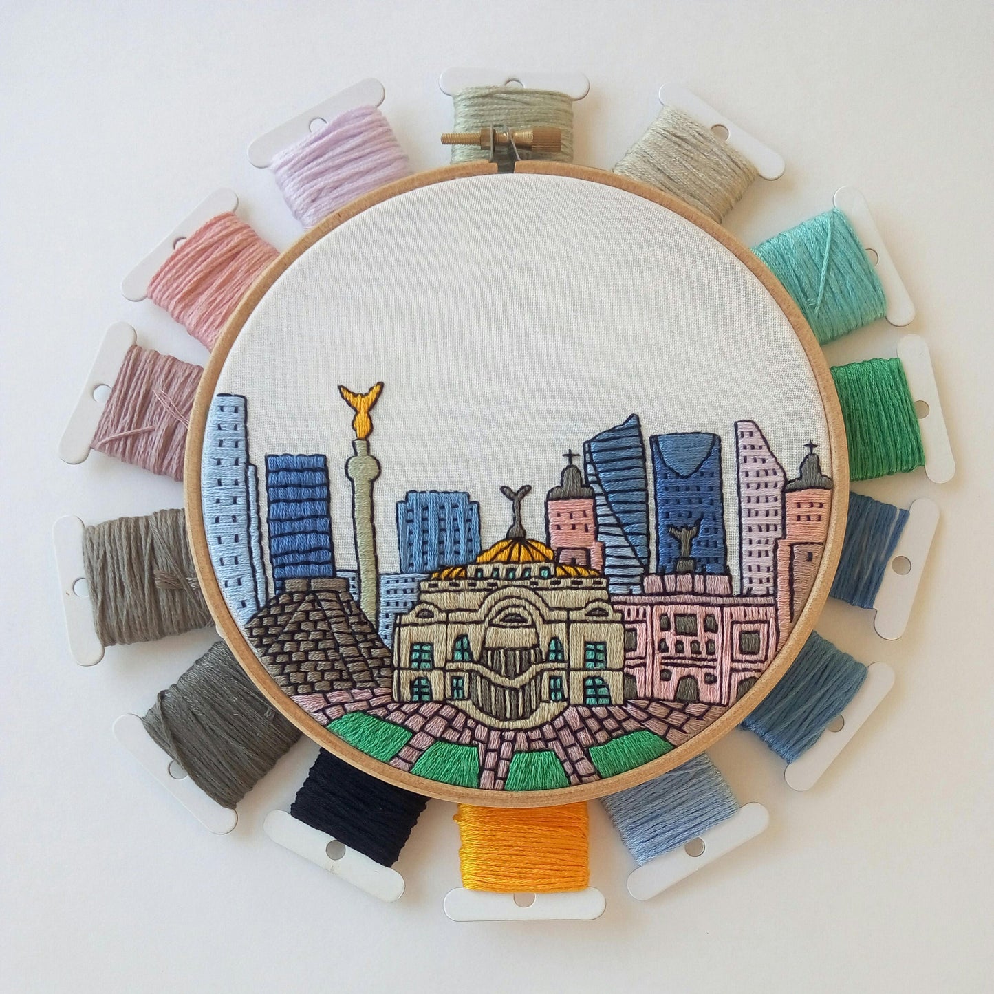 Mexico City, Mexico, Cityscape - Hand Embroidery Pattern (PDF)