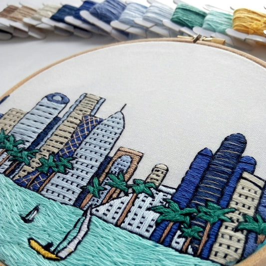 Doha, Qatar, Cityscape - Hand Embroidery Pattern (PDF)