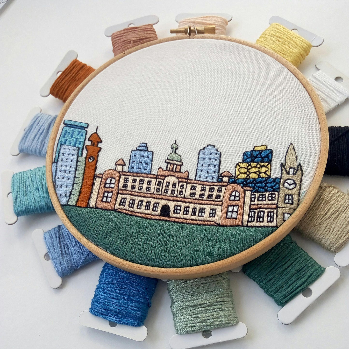 Birmingham, United Kingdom, Cityscape - Hand Embroidery Pattern (PDF)