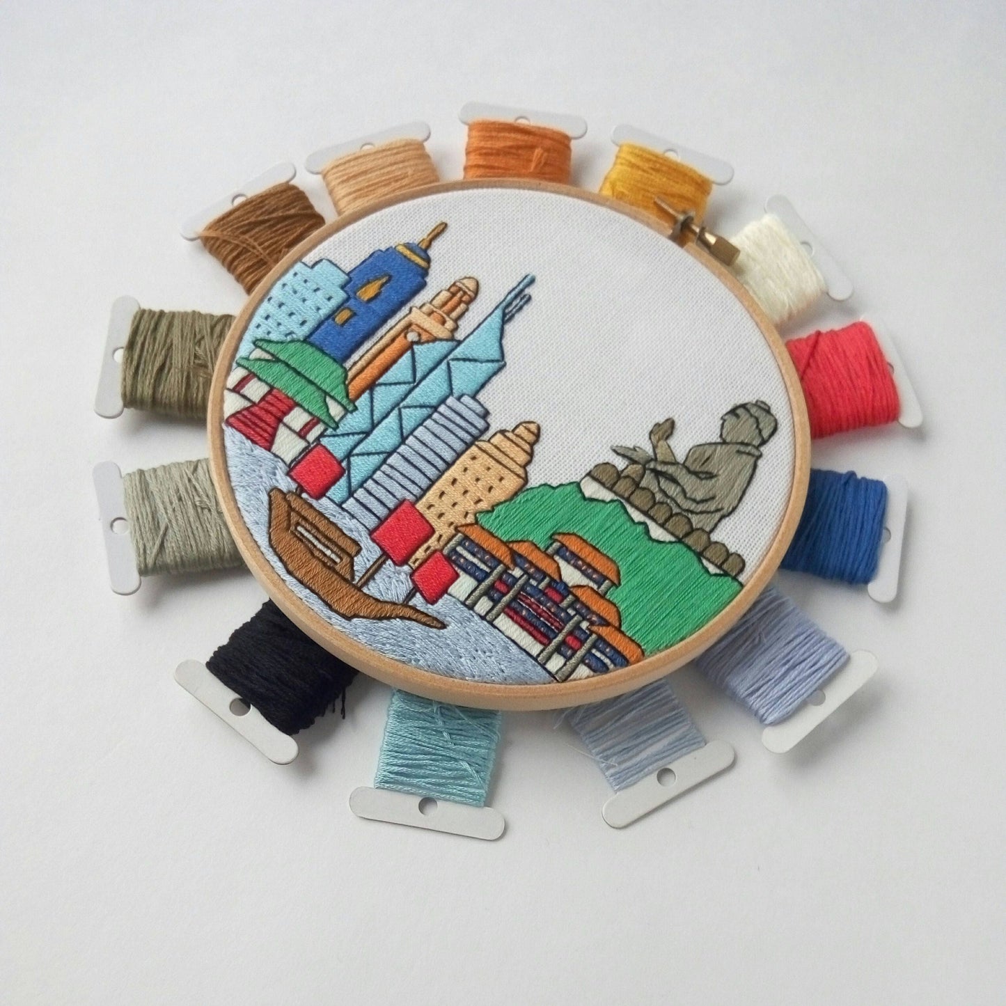 Hong Kong, Cityscape - Hand Embroidery Pattern (PDF)