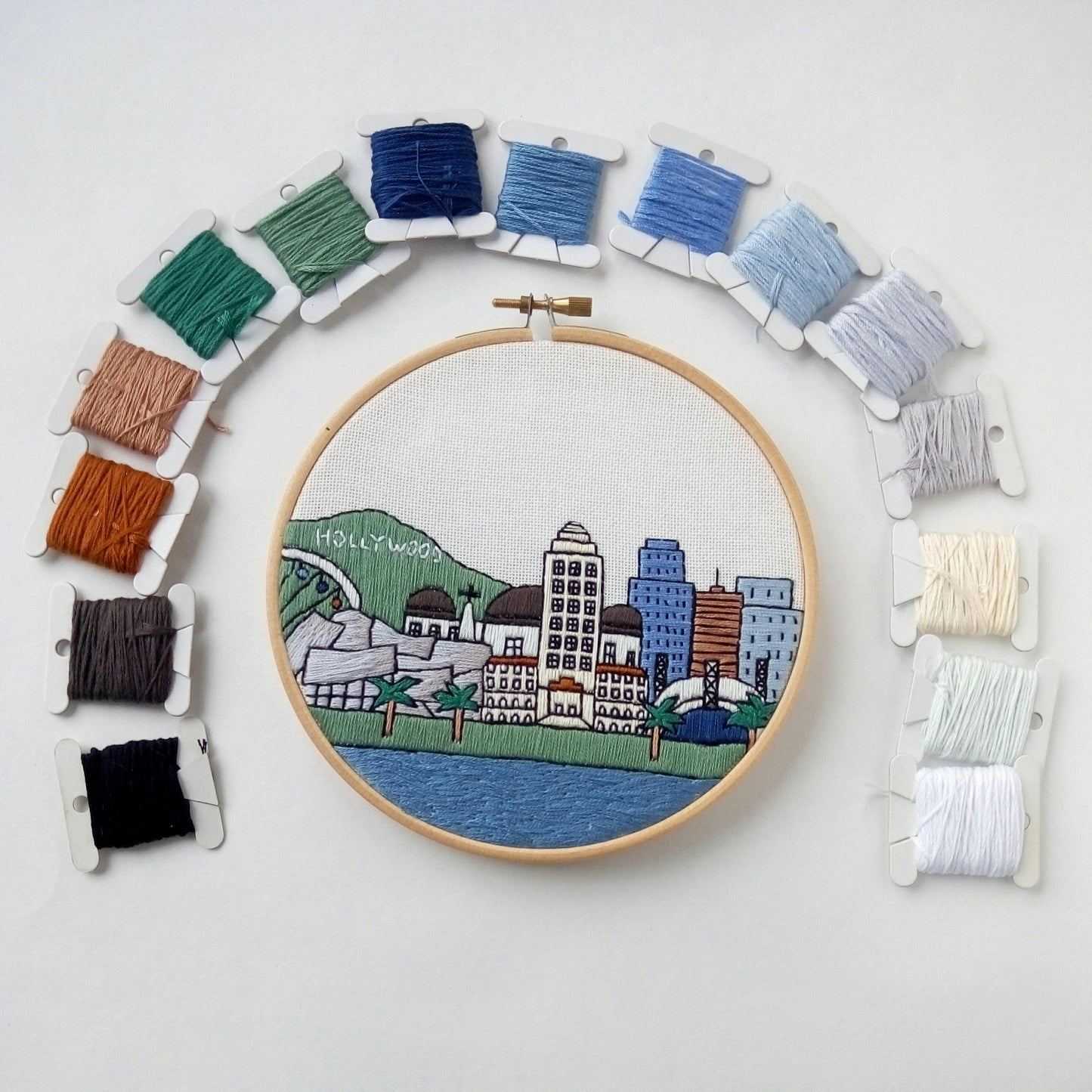 Los Angeles, CA, Cityscape - Hand Embroidery Pattern (PDF)