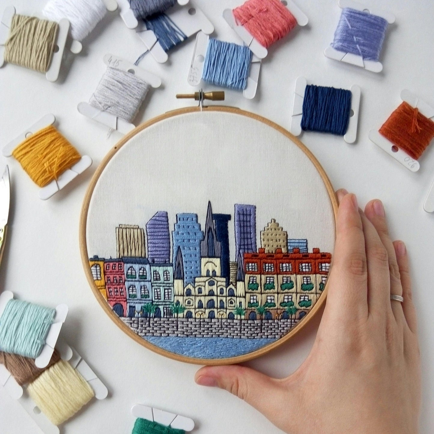 New Orleans, LA, Cityscape - Hand Embroidery Pattern (PDF)