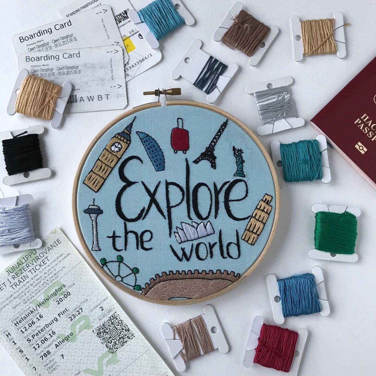 Explore the world - Hand Embroidery Pattern (PDF)