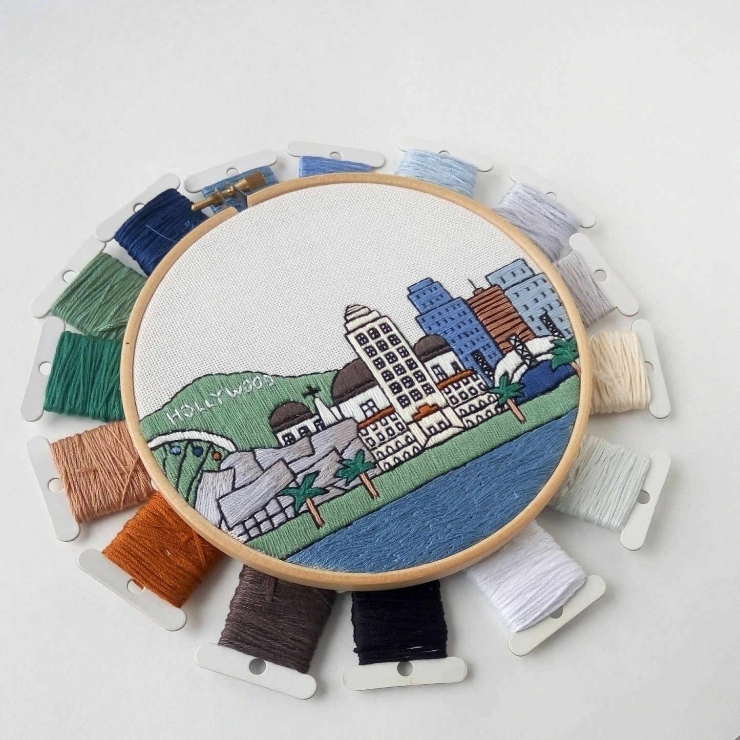 Los Angeles, CA, Cityscape - Hand Embroidery Pattern (PDF)