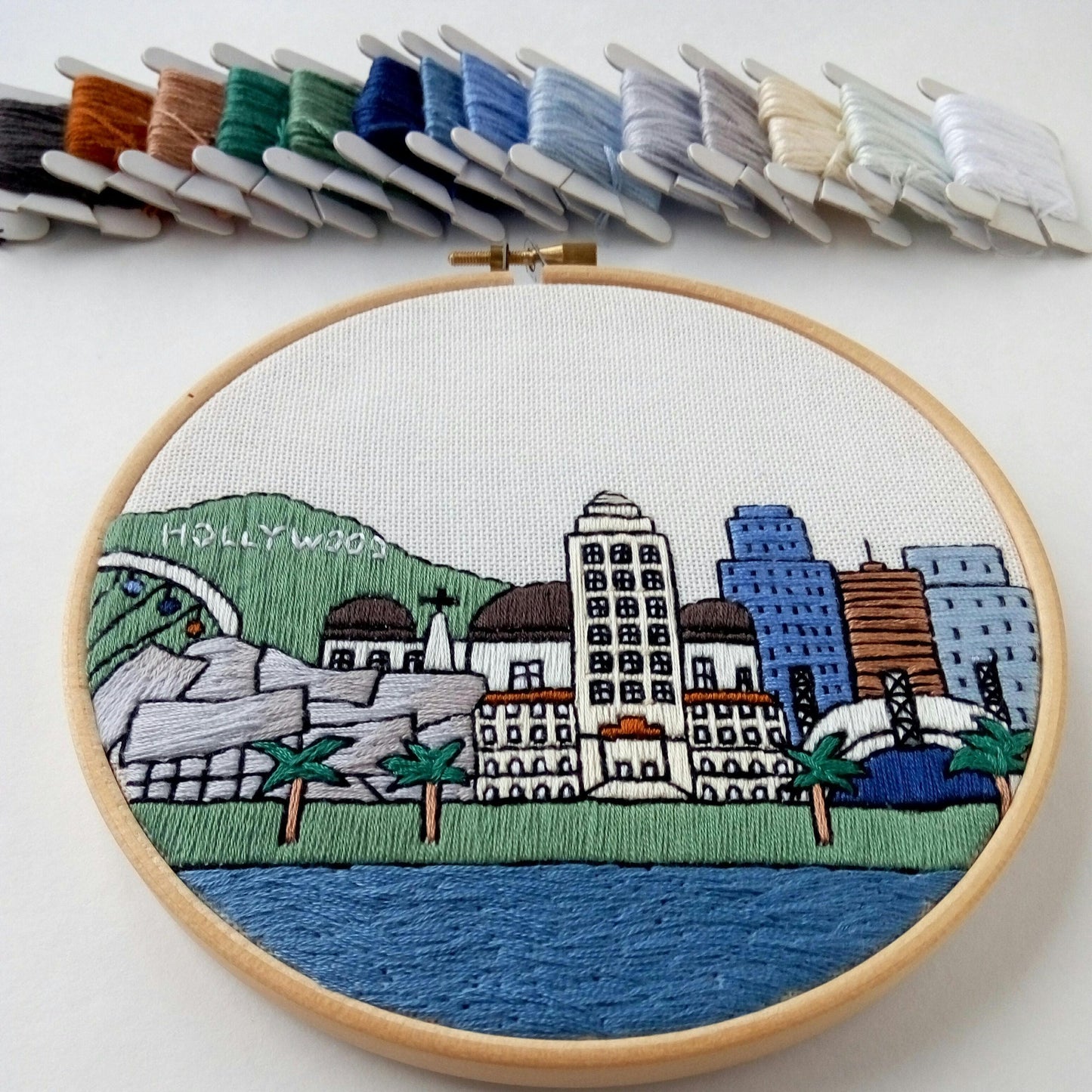 Los Angeles, CA, Cityscape - Hand Embroidery Pattern (PDF)