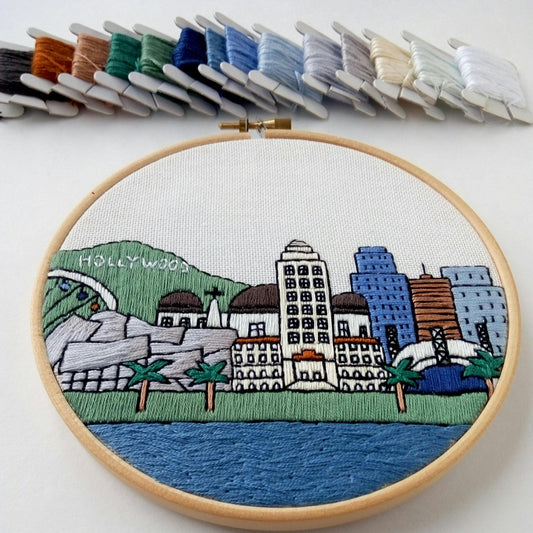 Los Angeles, CA, Cityscape - Hand Embroidery Pattern (PDF)
