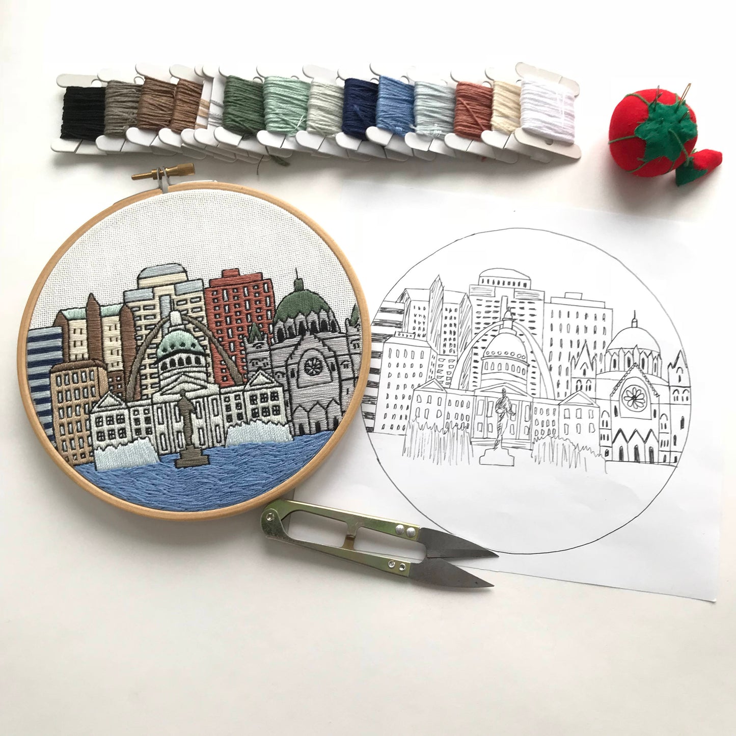 St. Louis, MO, Cityscape - Hand Embroidery Pattern (PDF)