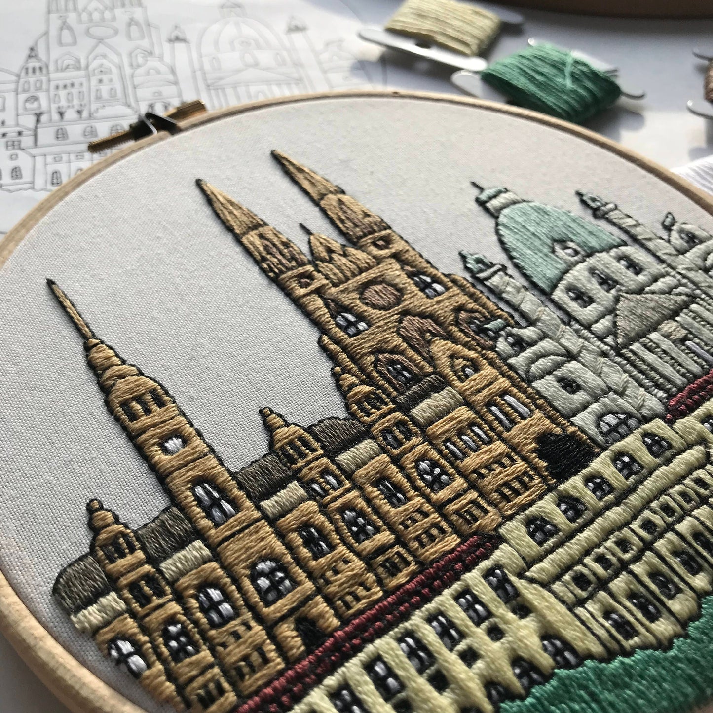 Vienna, Austria, Cityscape - Hand Embroidery Pattern (PDF)