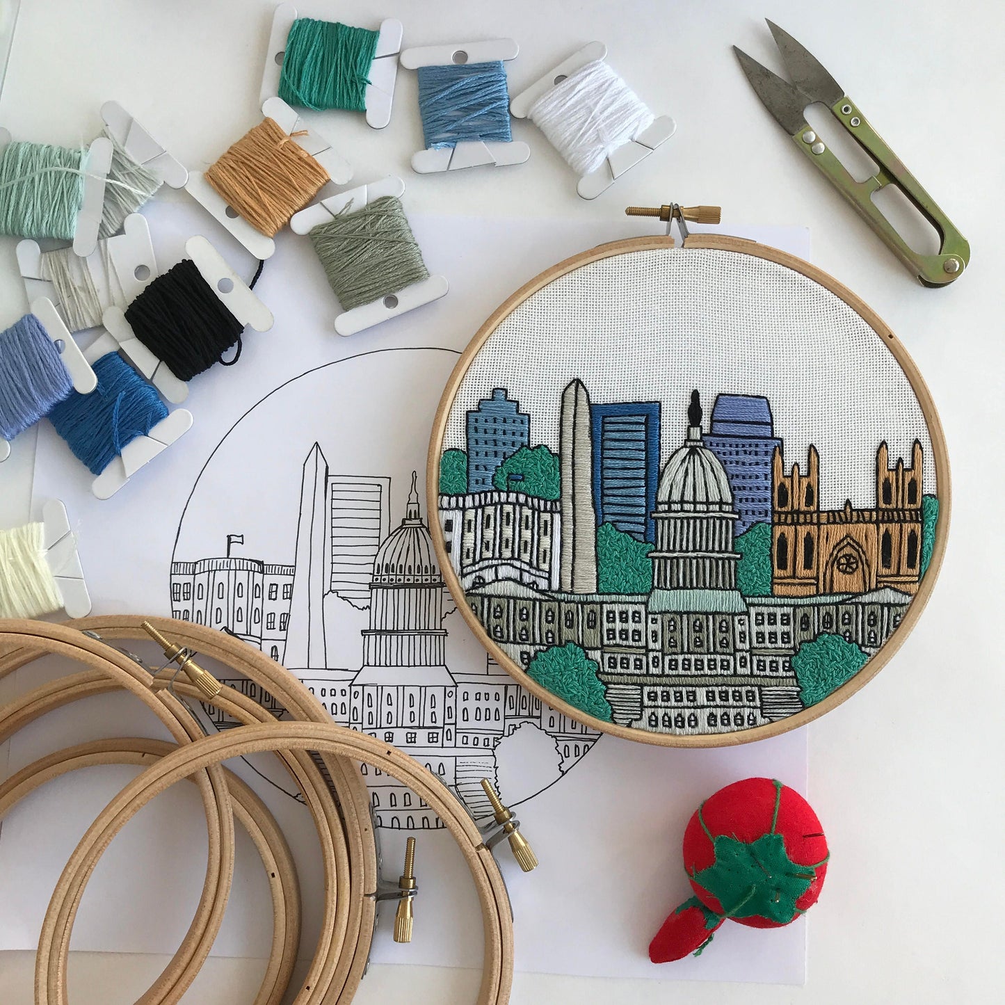 Washington DC, United States, Cityscape - Hand Embroidery Pattern (PDF)