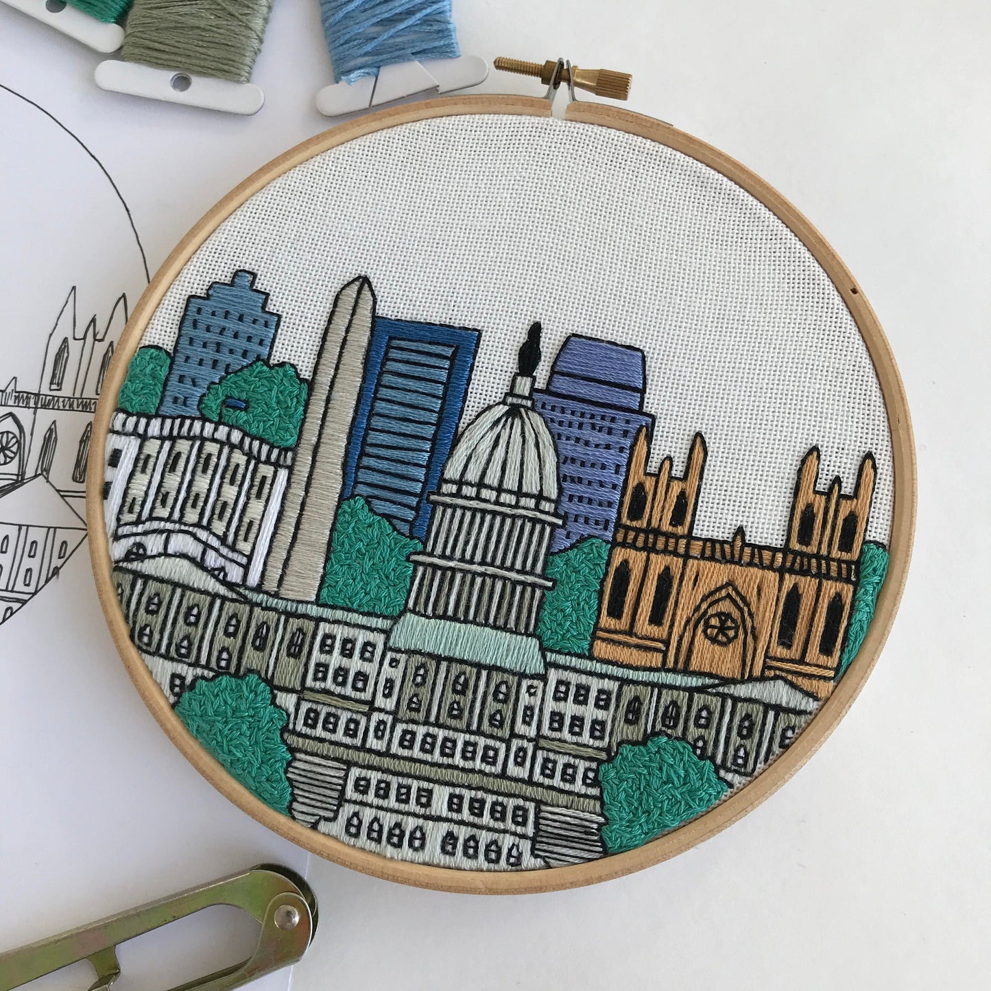 Washington DC, United States, Cityscape - Hand Embroidery Pattern (PDF)