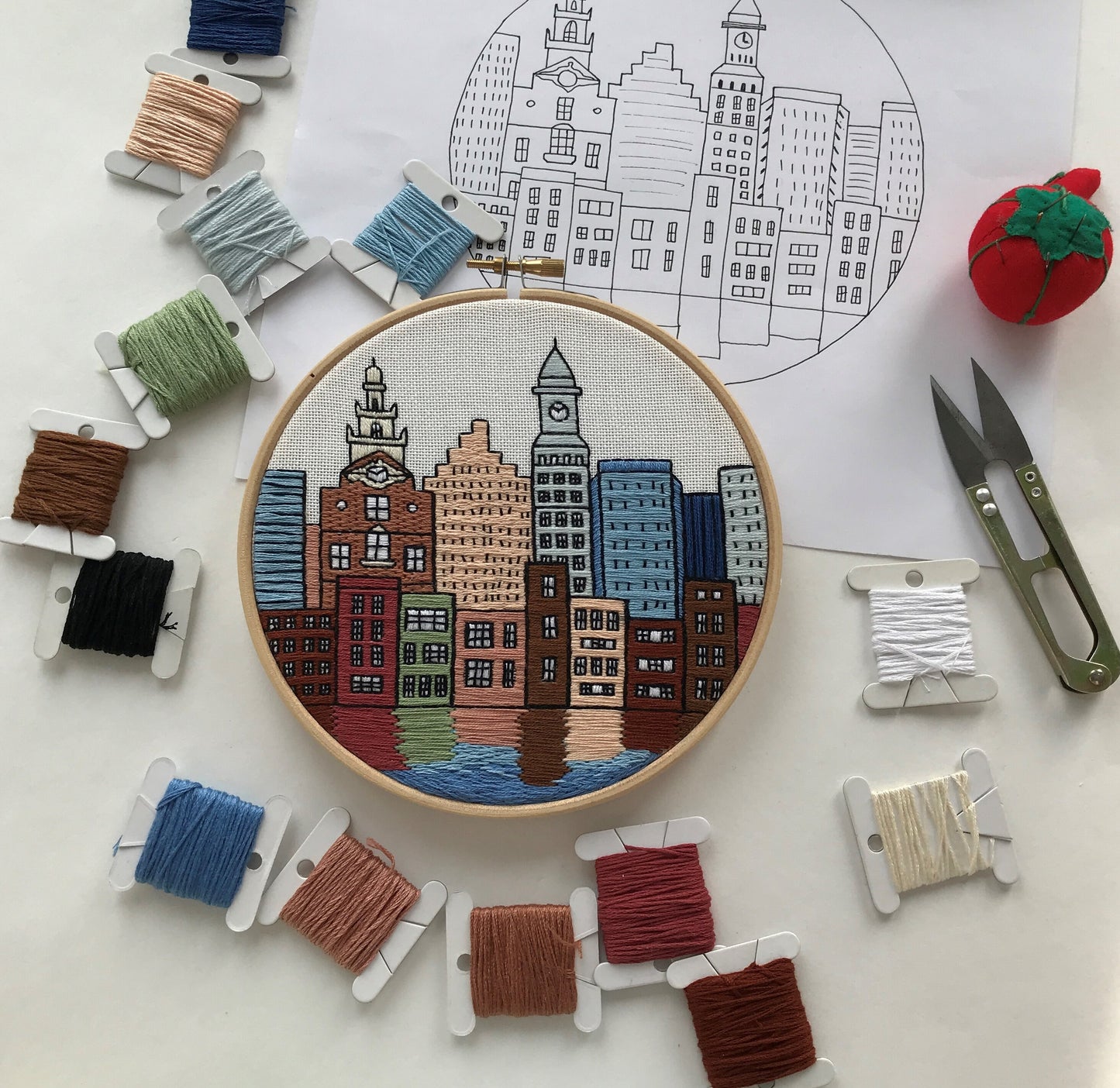 Boston, MA, Embroidery Art - Hand Embroidery Pattern (PDF)