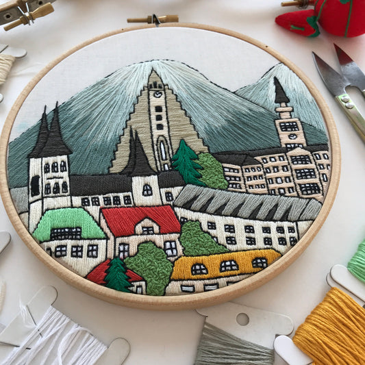 Reykjavik, Iceland, Cityscape - Hand Embroidery Pattern (PDF) faimyxstitch.com