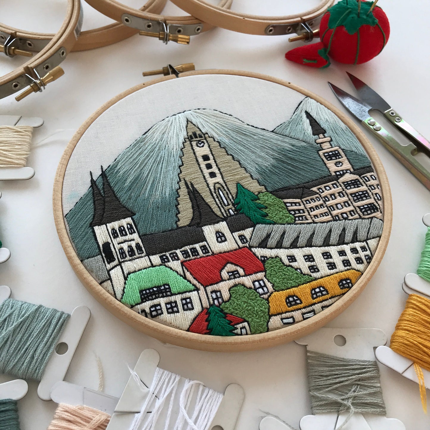 Reykjavik, Iceland, Cityscape - Hand Embroidery Pattern (PDF)
