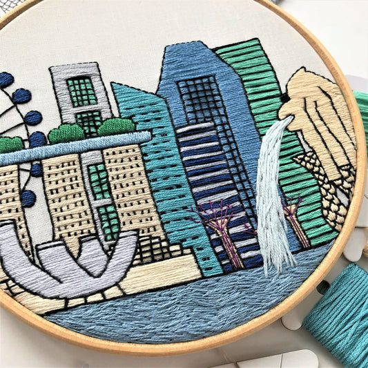 Singapore, Hand Embroidery Pattern (PDF) faimyxstitch.com