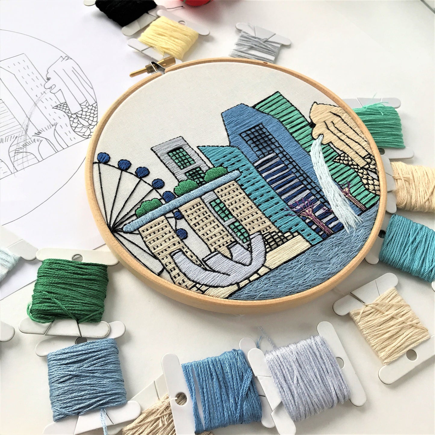 Singapore, Hand Embroidery Pattern (PDF)
