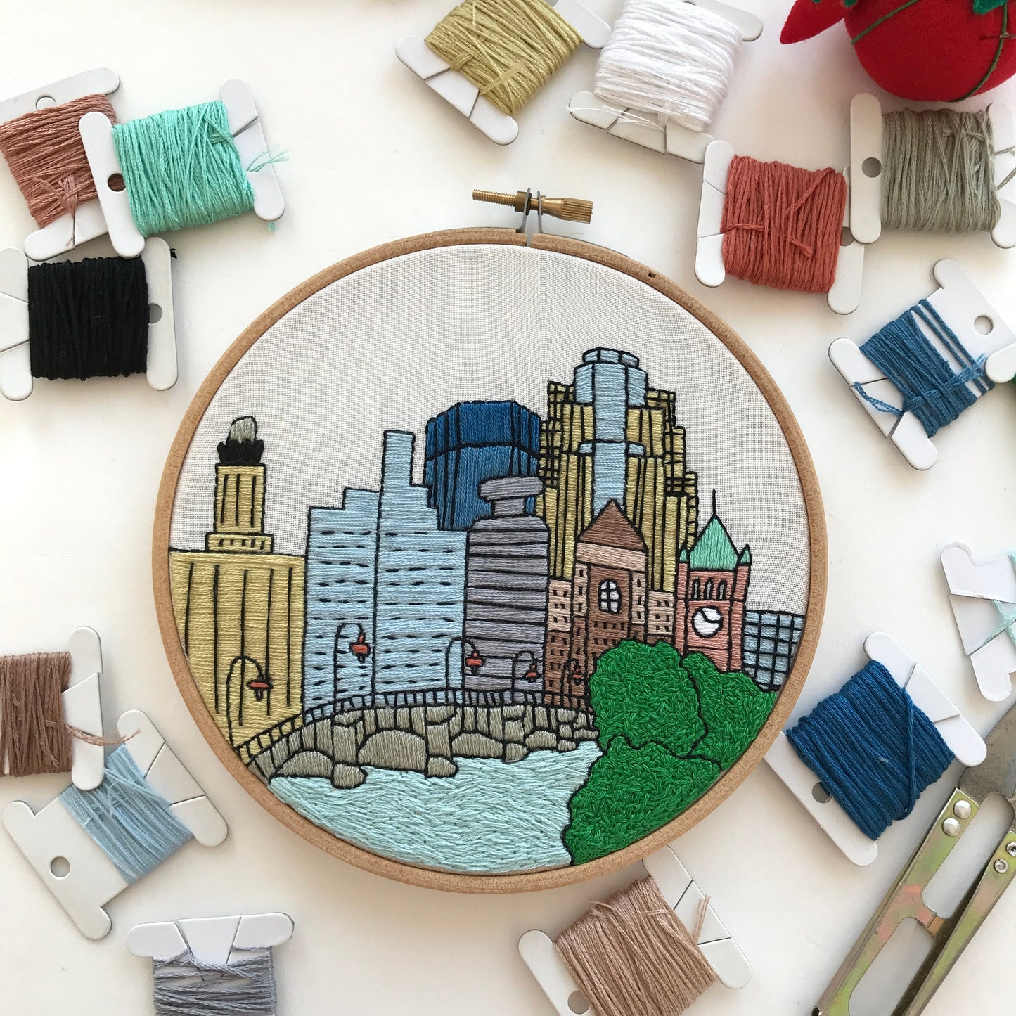 Minneapolis, MN, Cityscape - Hand Embroidery Pattern (PDF)