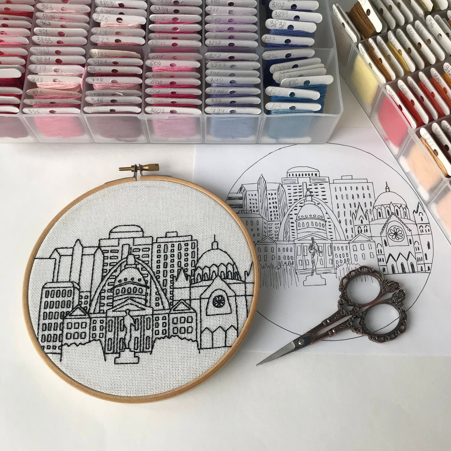 St. Louis, MO, Cityscape - Hand Embroidery Pattern (PDF)