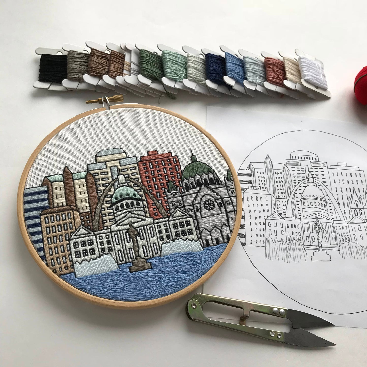 St. Louis, MO, Cityscape - Hand Embroidery Pattern (PDF)