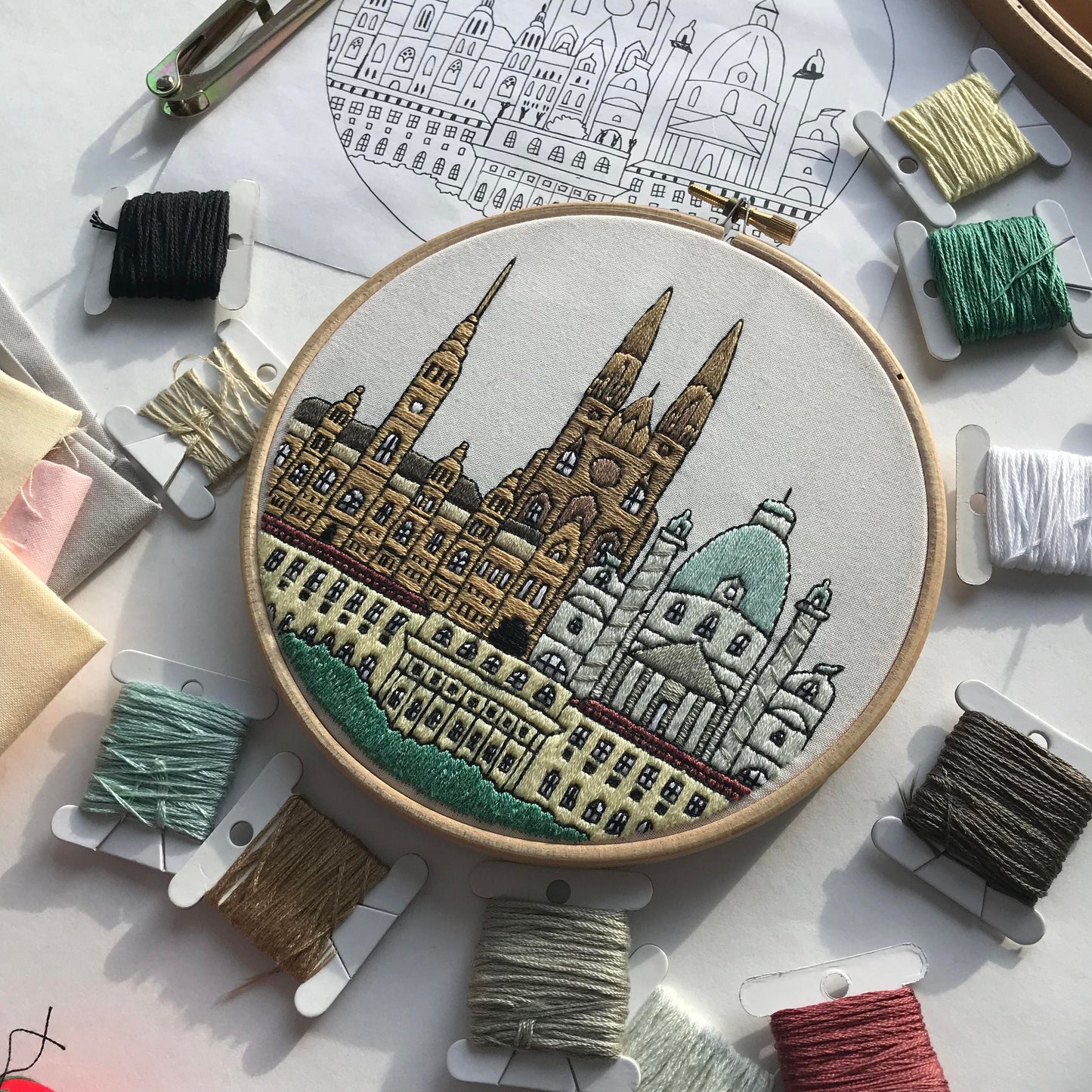 Vienna, Austria, Cityscape - Hand Embroidery Pattern (PDF)