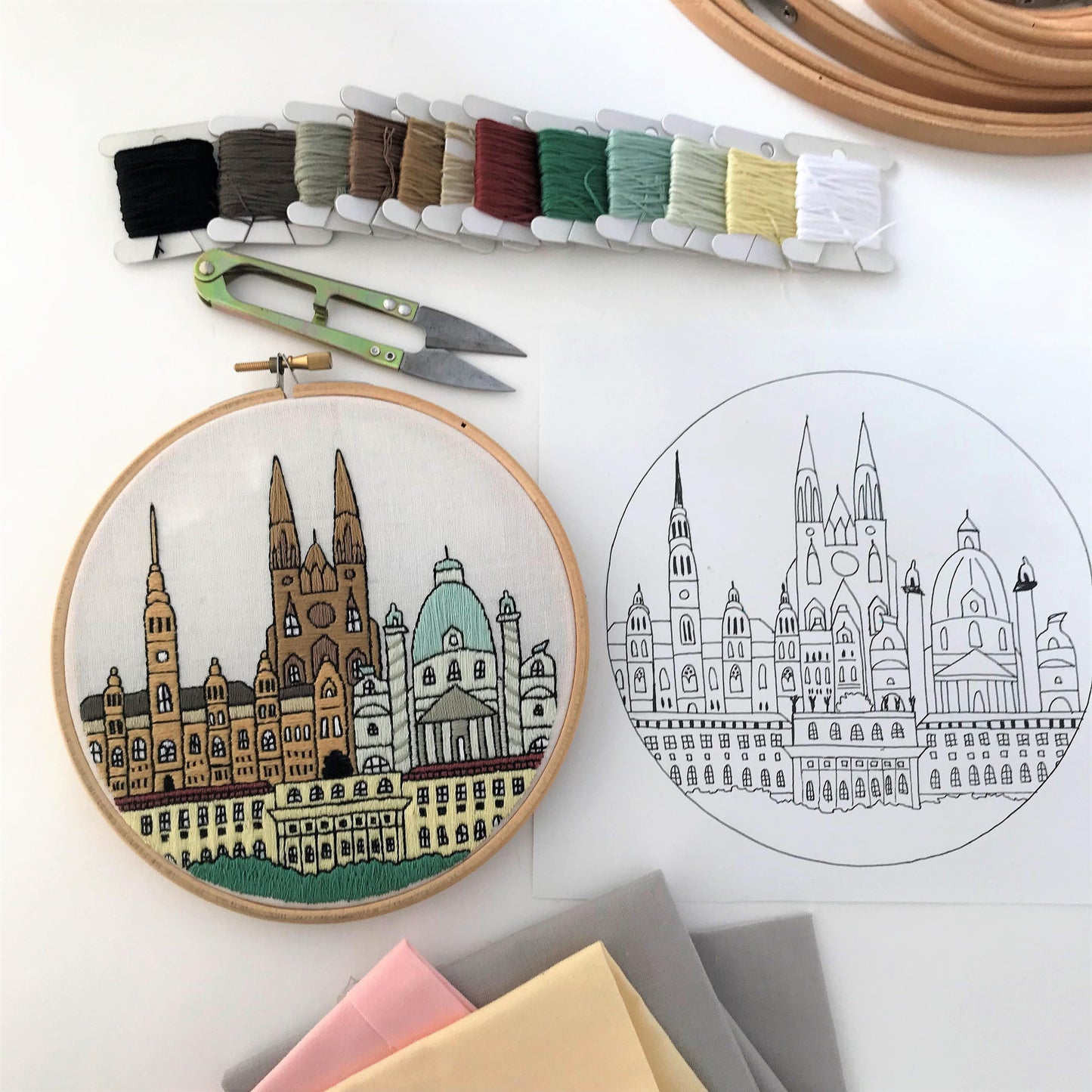 Vienna, Austria, Cityscape - Hand Embroidery Pattern (PDF)