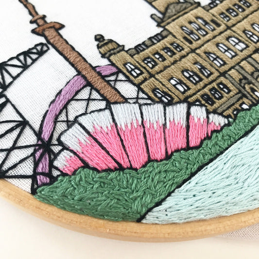 Glasgow, Scotland, Cityscape - Hand Embroidery Pattern (PDF) faimyxstitch.com