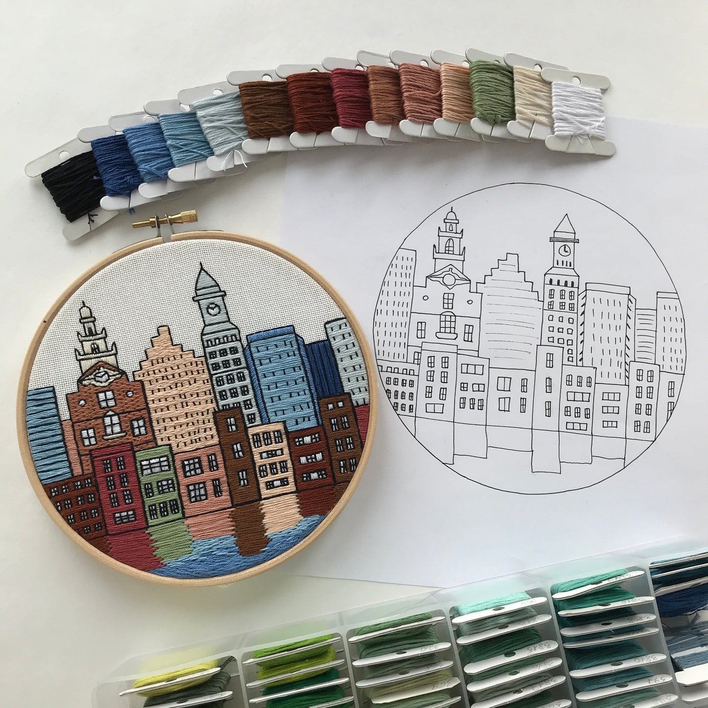 Boston, MA, Embroidery Art - Hand Embroidery Pattern (PDF)