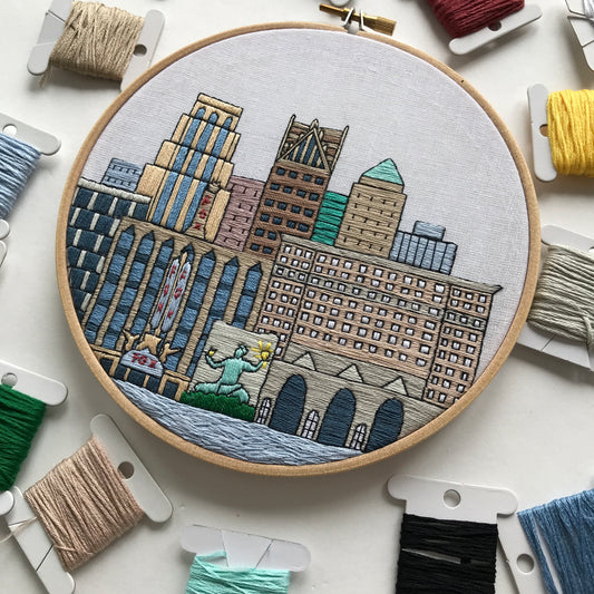 Detroit, MI, Cityscape - Hand Embroidery Pattern (PDF)