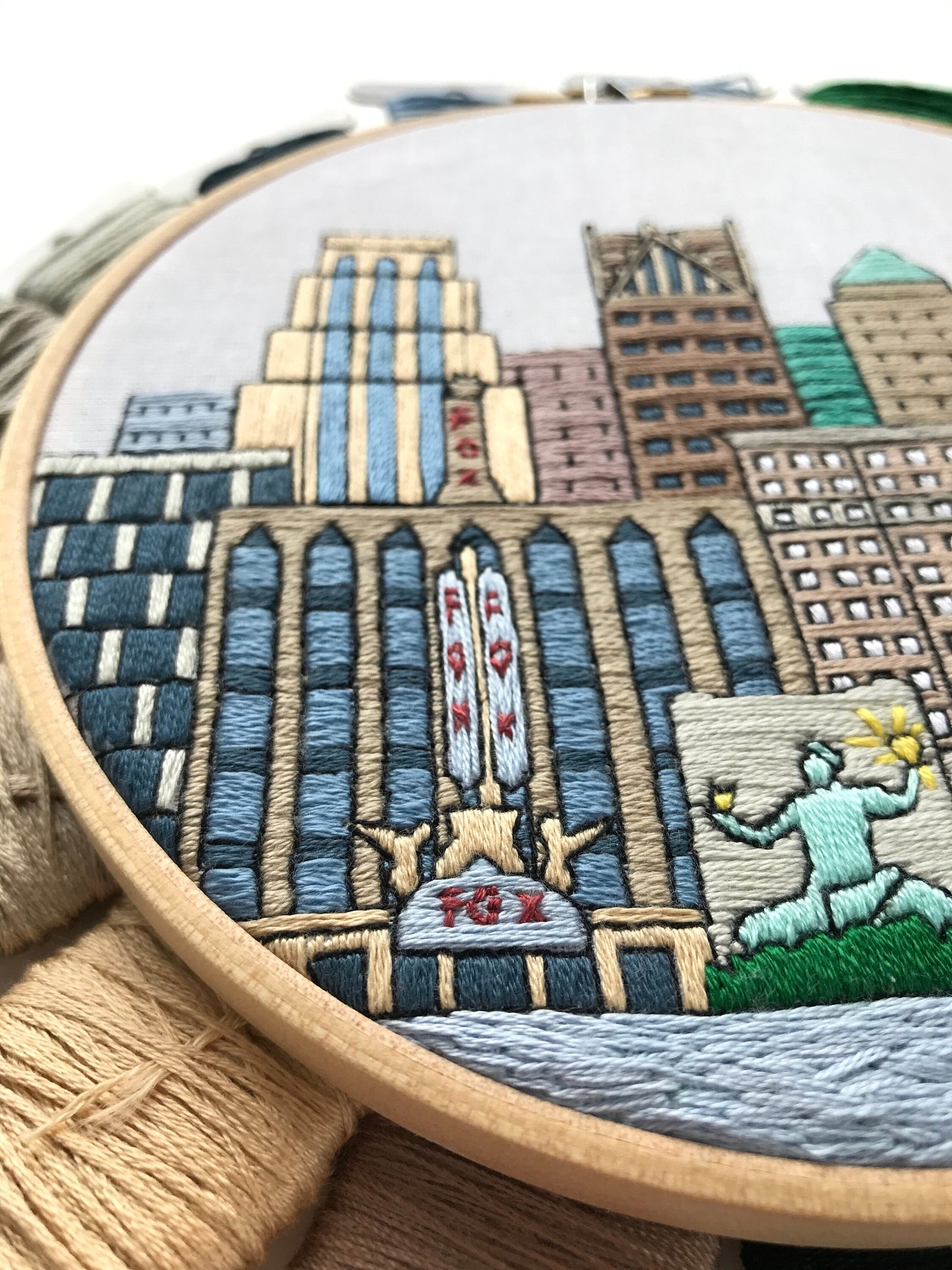 Detroit, MI, Cityscape - Hand Embroidery Pattern (PDF)
