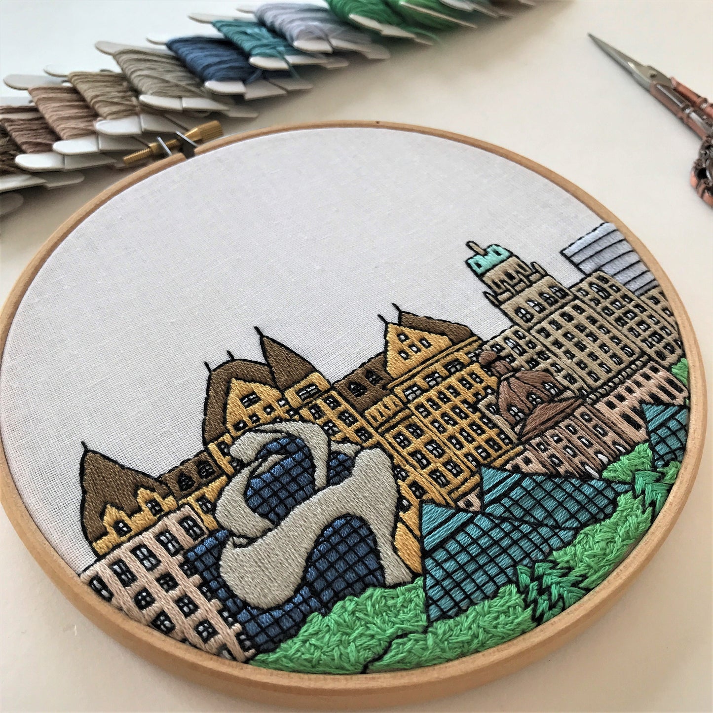 Edmonton, Canada, Cityscape - Hand Embroidery Pattern (PDF)
