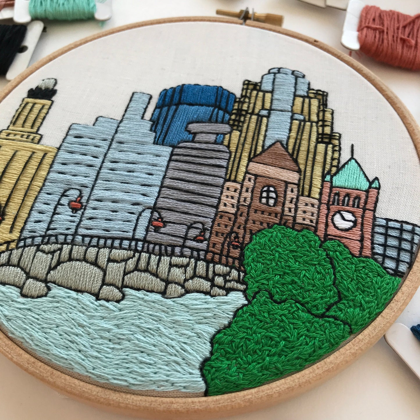 Minneapolis, MN, Cityscape - Hand Embroidery Pattern (PDF)