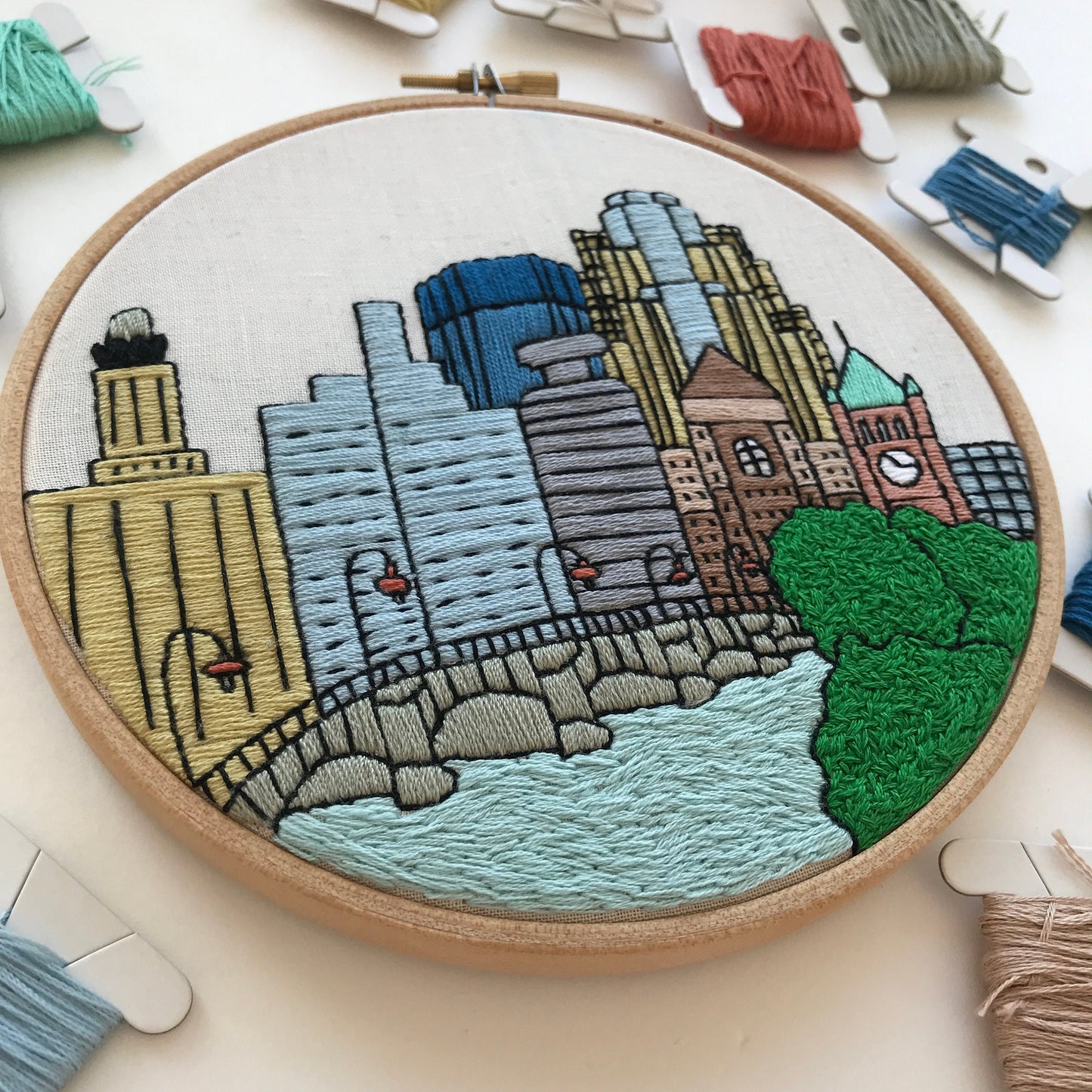 Minneapolis, MN, Cityscape - Hand Embroidery Pattern (PDF)