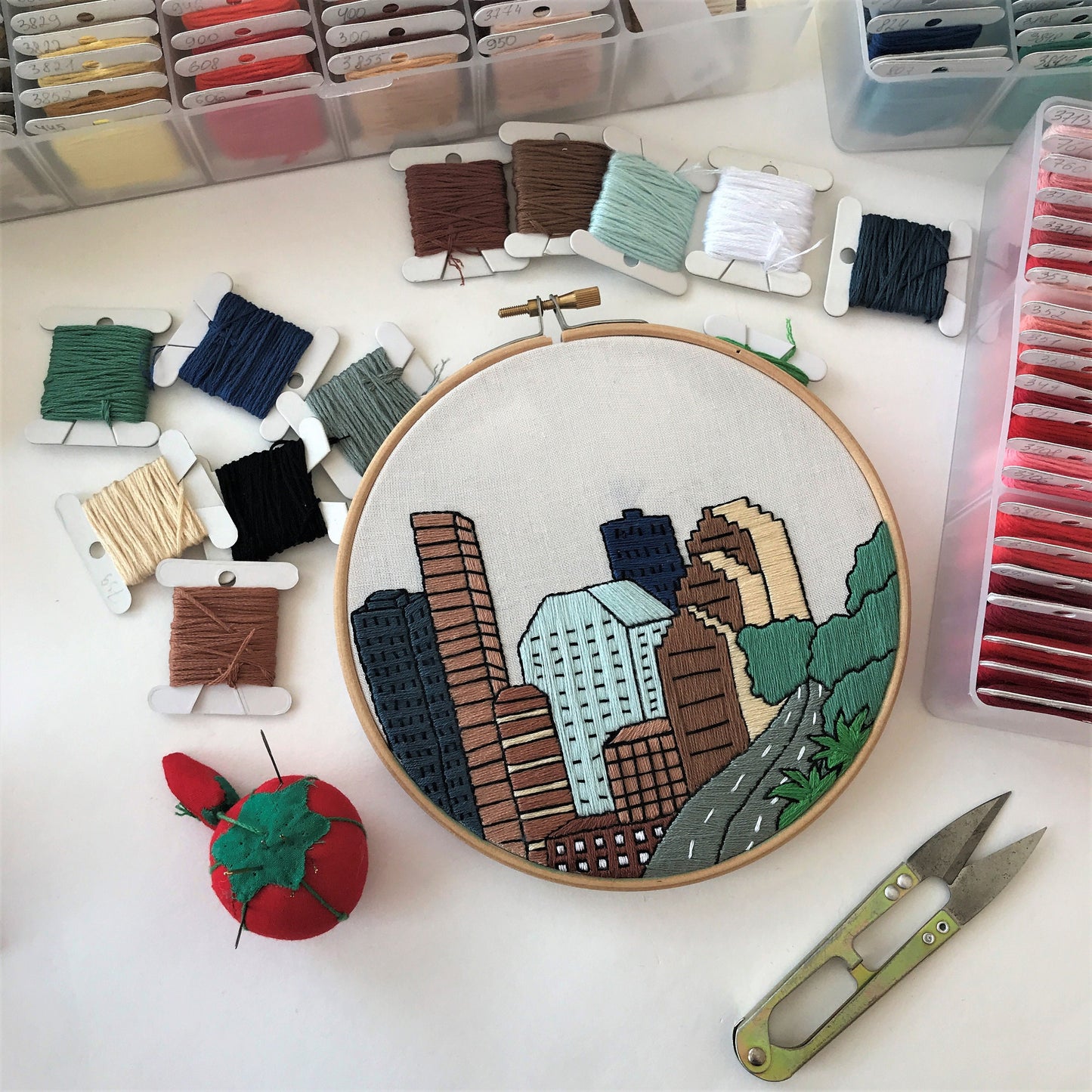 Houston, TX, Cityscape - Hand Embroidery Pattern (PDF)