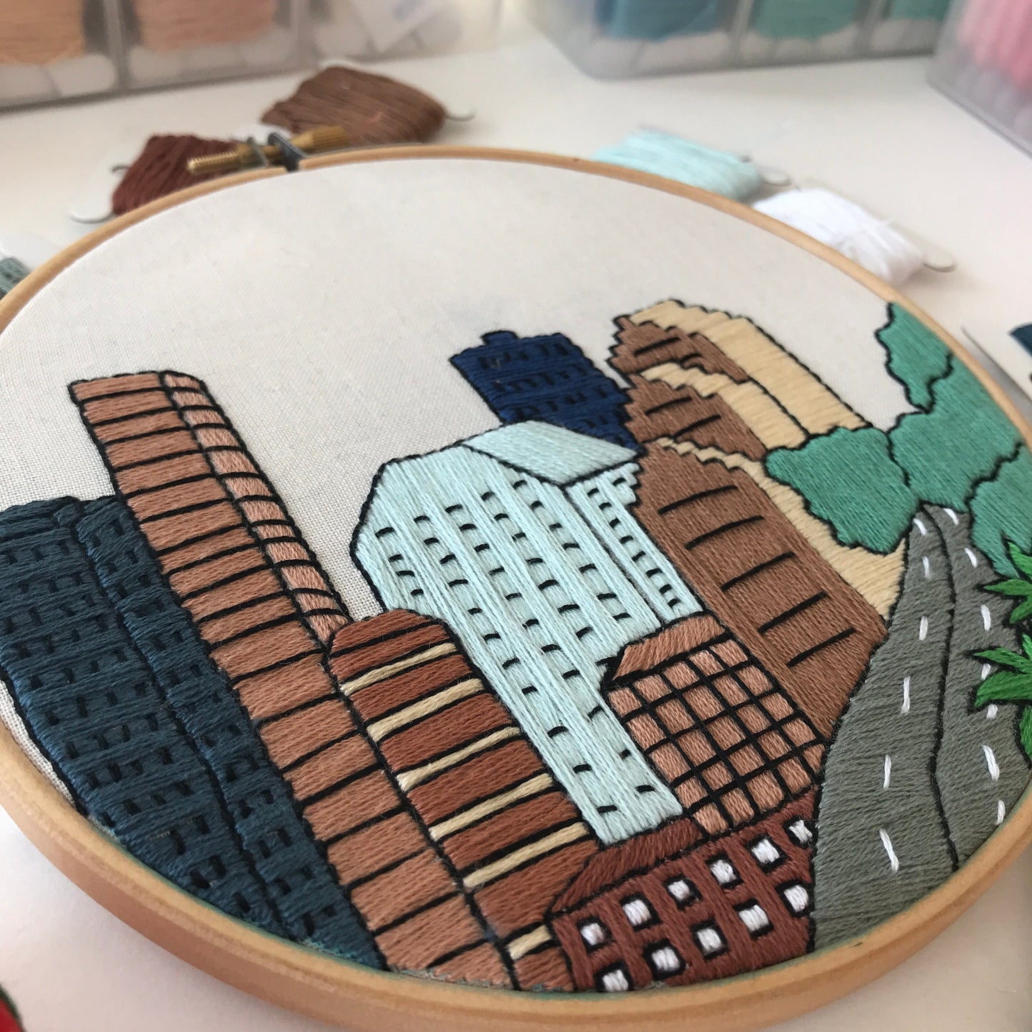 Houston, TX, Cityscape - Hand Embroidery Pattern (PDF)