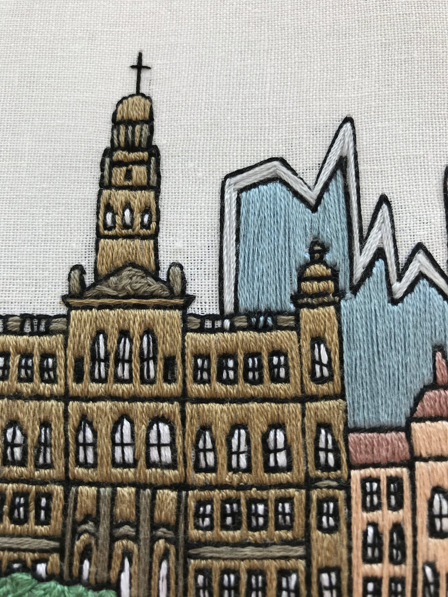 Glasgow, Scotland, Cityscape - Hand Embroidery Pattern (PDF)