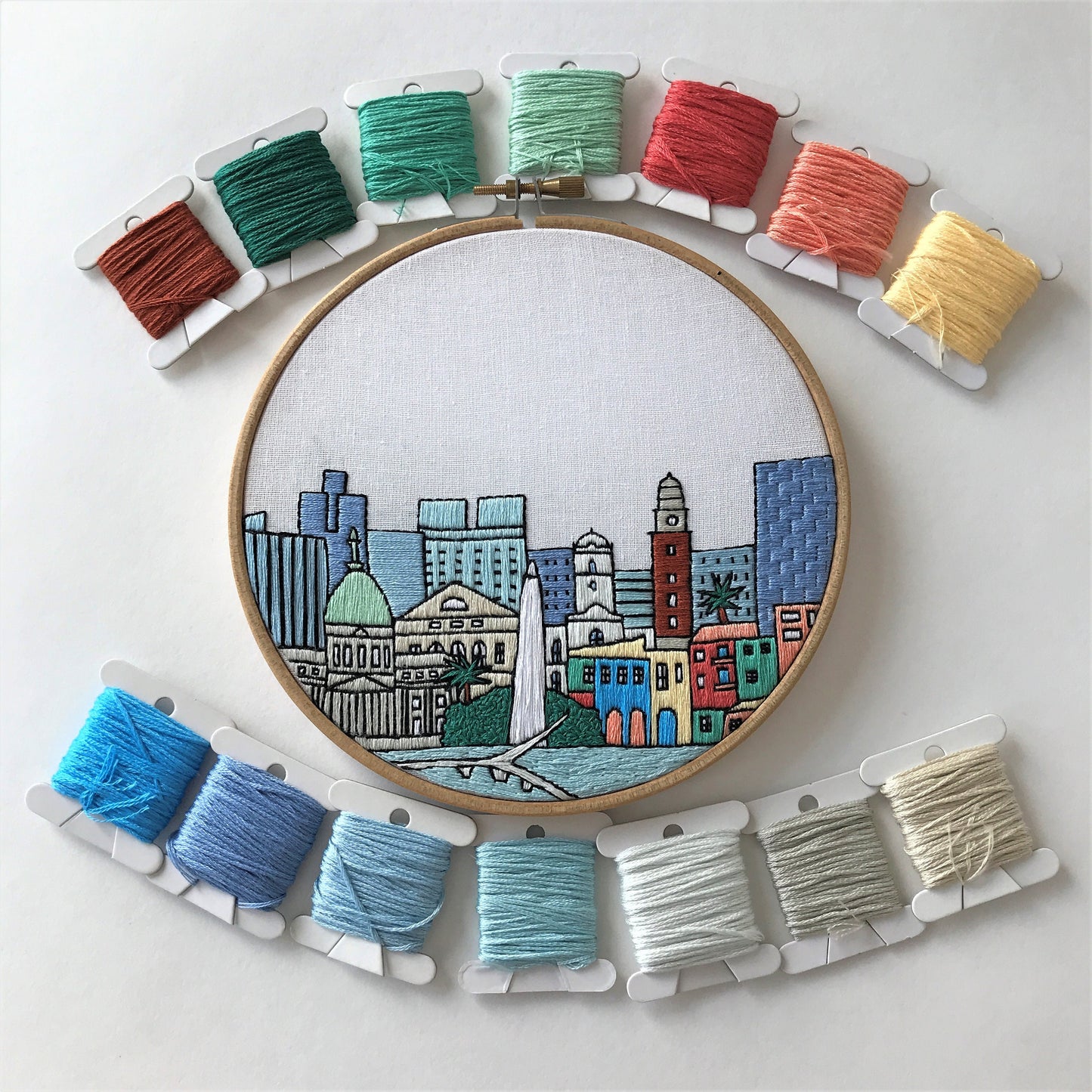 Buenos Aires, Argentina, Cityscape - Hand Embroidery Pattern (PDF)
