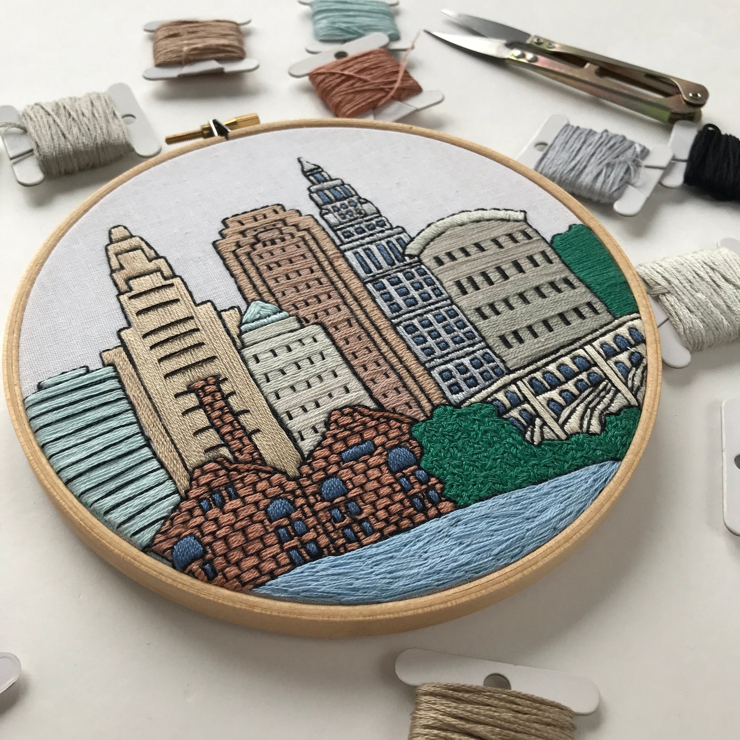 Cleveland, OH, Cityscape - Hand Embroidery Pattern (PDF)