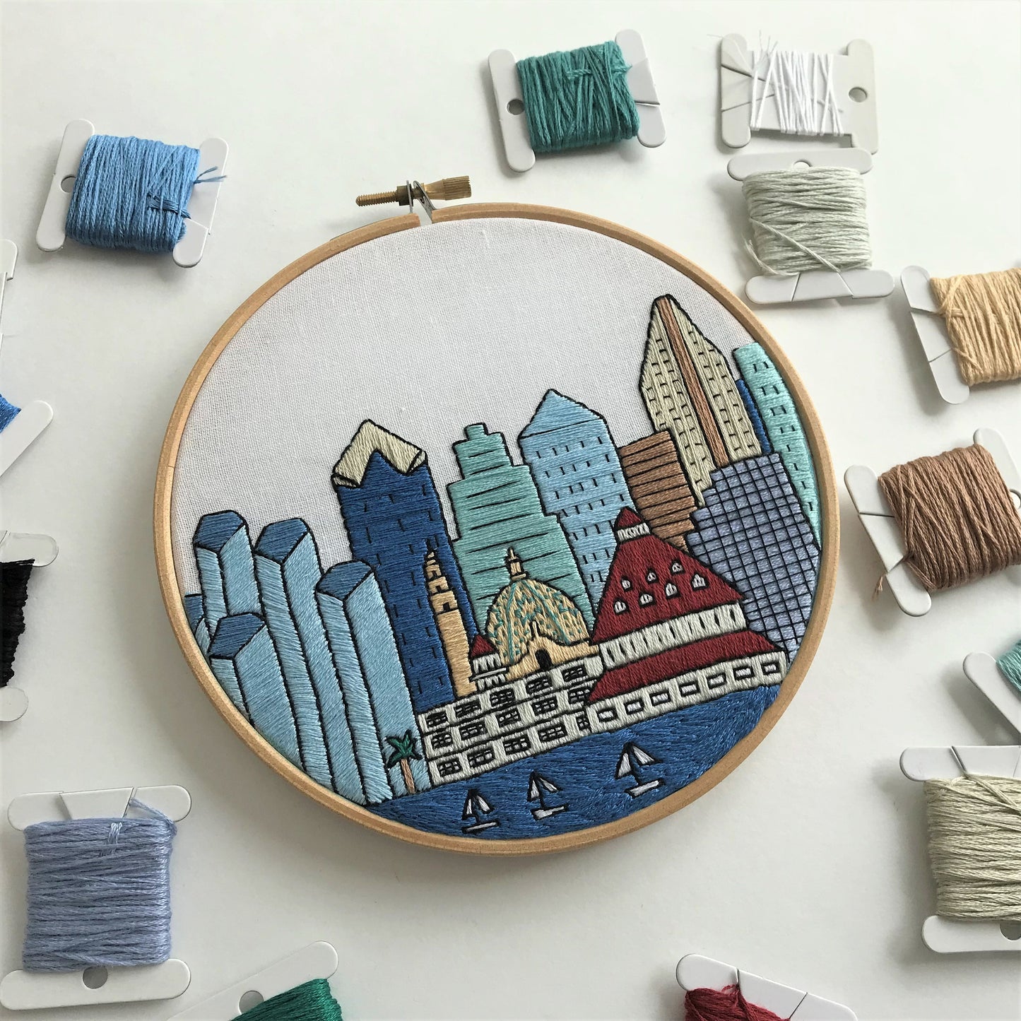 San Diego, CA, Cityscape - Hand Embroidery Pattern (PDF)