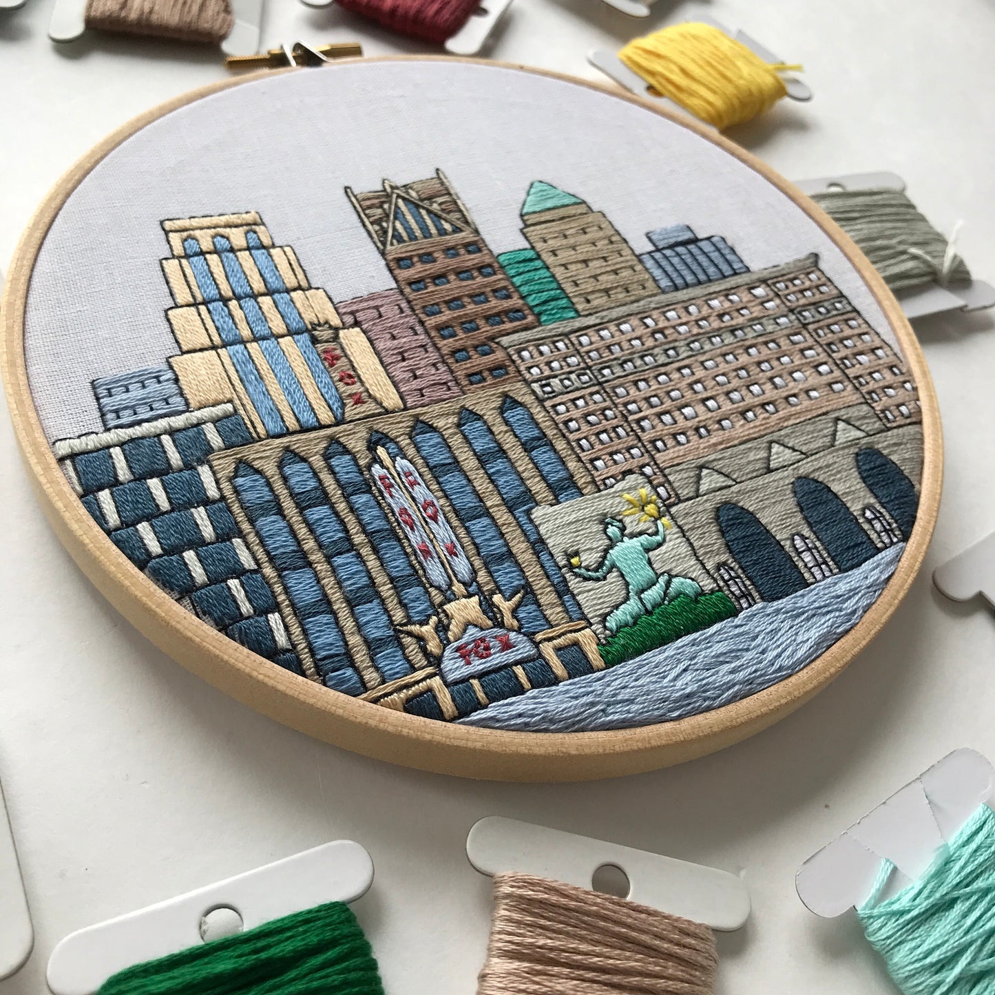 Detroit, MI, Cityscape - Hand Embroidery Pattern (PDF)