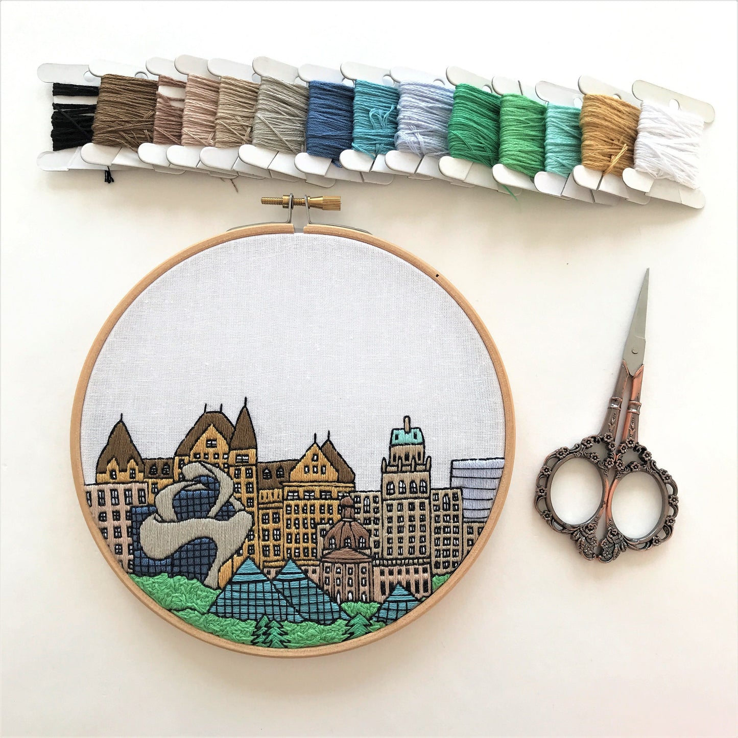 Edmonton, Canada, Cityscape - Hand Embroidery Pattern (PDF)