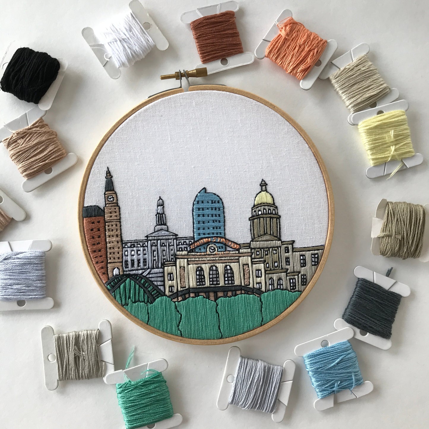 Denver, CO, Skyline - Hand Embroidery Pattern (PDF)