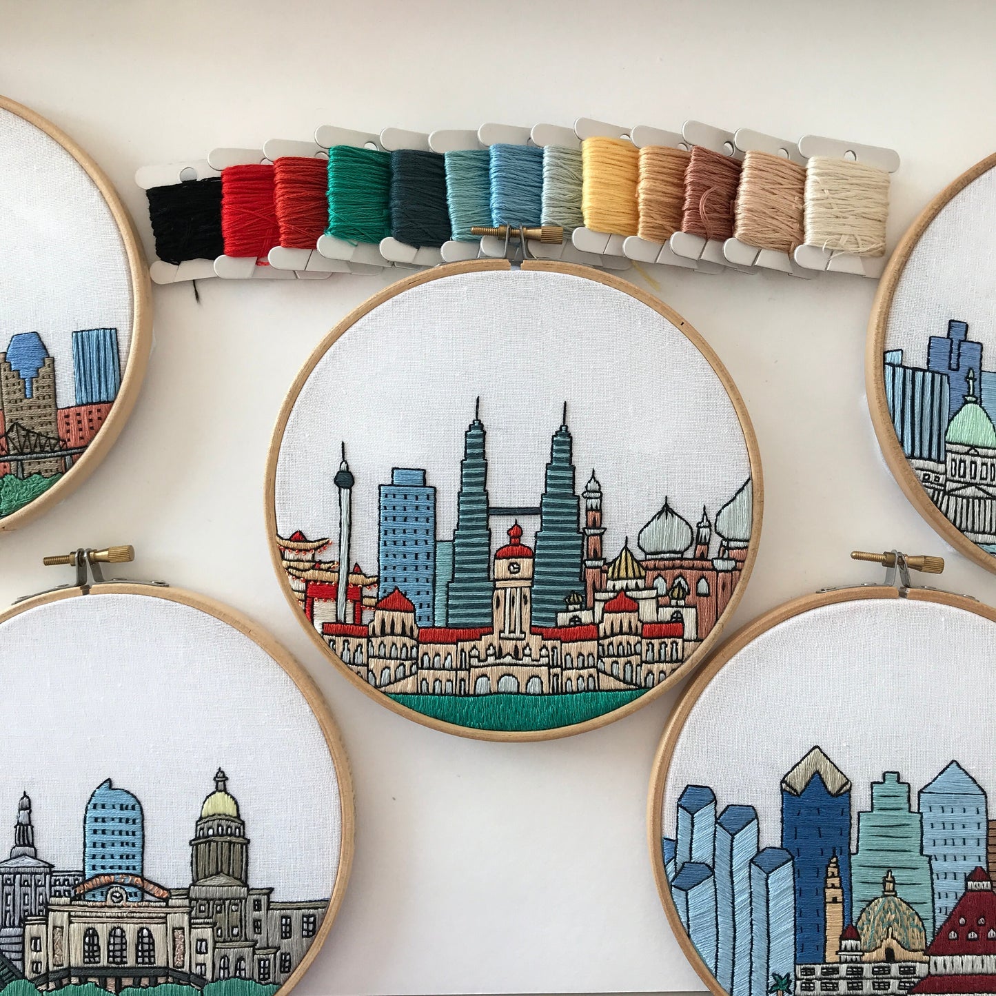 Kuala Lumpur, Malaysia, Cityscape - Hand Embroidery Pattern (PDF)
