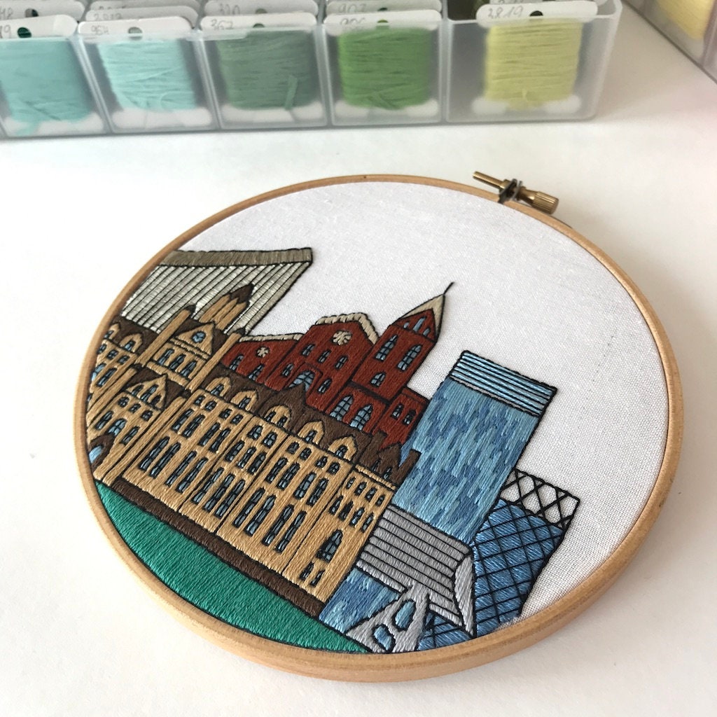 Manchester, United Kingdom, Cityscape - Hand Embroidery Pattern (PDF)