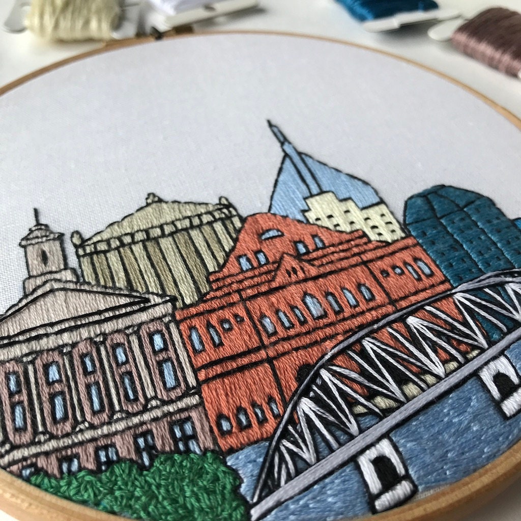 Nashville, TN, Cityscape - Hand Embroidery Pattern (PDF)