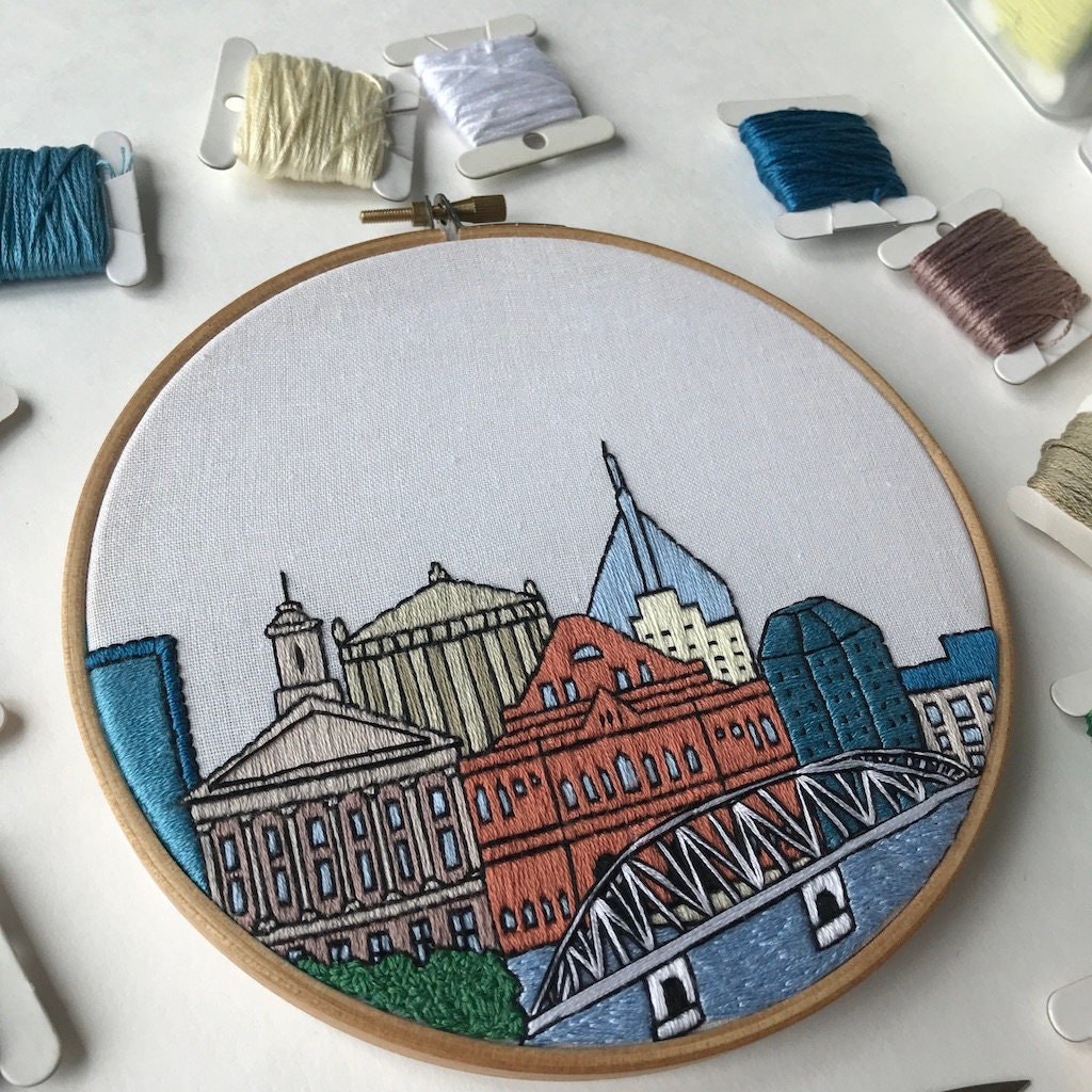 Nashville, TN, Cityscape - Hand Embroidery Pattern (PDF)