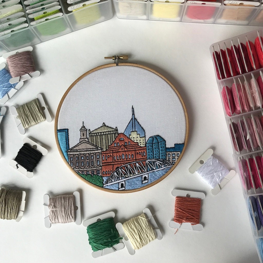 Nashville, TN, Cityscape - Hand Embroidery Pattern (PDF)