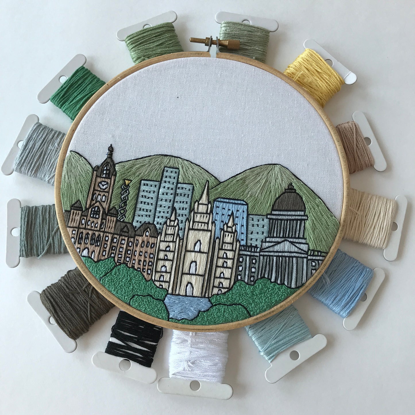 Salt Lake City, UT, Skyline - Hand Embroidery Pattern (PDF)